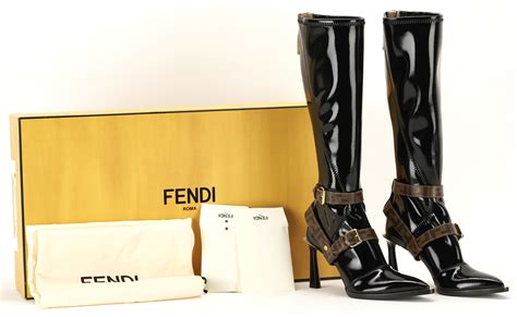 fendi boots patent leather|fendi patent knee high boots.